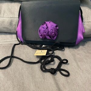 Evening Bag, Elegant Black and Purple, Vintage, Tags still on Carson Pirie Scott